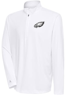 Antigua Philadelphia Eagles Mens White Metallic Logo Tribute Long Sleeve 1/4 Zip Pullover