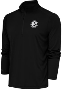 Antigua Pittsburgh Steelers Mens Black Metallic Logo Tribute Long Sleeve 1/4 Zip Pullover