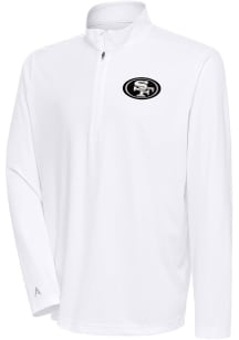 Antigua San Francisco 49ers Mens White Metallic Logo Tribute Long Sleeve 1/4 Zip Pullover