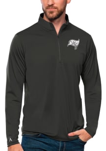 Antigua Tampa Bay Buccaneers Mens Grey Metallic Logo Tribute Long Sleeve 1/4 Zip Pullover