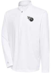 Antigua Tennessee Titans Mens White Metallic Logo Tribute Long Sleeve 1/4 Zip Pullover
