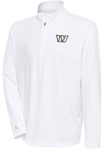 Antigua Washington Commanders Mens White Metallic Logo Tribute Long Sleeve 1/4 Zip Pullover
