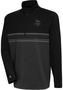 Antigua Minnesota Vikings Mens Black Tonal Logo Pace Long Sleeve 1/4 Zip Pullover