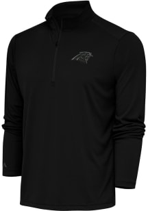 Antigua Carolina Panthers Mens Black Tonal Logo Tribute Long Sleeve 1/4 Zip Pullover