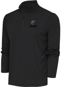 Antigua Cleveland Browns Mens Grey Tonal Logo Tribute Long Sleeve 1/4 Zip Pullover