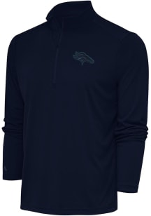 Antigua Denver Broncos Mens Navy Blue Tonal Logo Tribute Long Sleeve 1/4 Zip Pullover