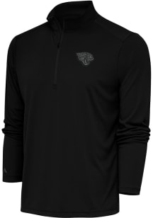 Antigua Jacksonville Jaguars Mens Black Tonal Logo Tribute Long Sleeve 1/4 Zip Pullover