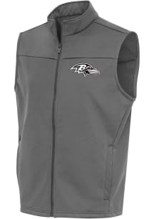 Antigua Baltimore Ravens Mens Grey Metallic Logo Links Golf Sleeveless Jacket