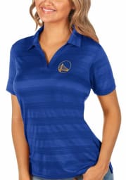Antigua Golden State Warriors Womens Blue Compass Short Sleeve Polo Shirt