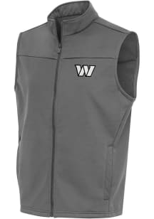 Antigua Washington Commanders Mens Grey Metallic Logo Links Golf Sleeveless Jacket