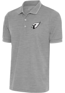 Antigua Arizona Cardinals Mens Grey Metallic Logo Affluent Short Sleeve Polo