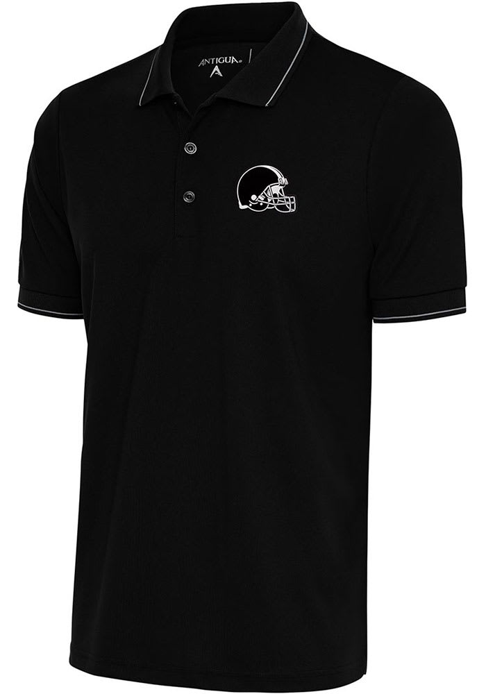 Antigua Cleveland Browns Mens Black Metallic Logo Affluent Short Sleeve Polo