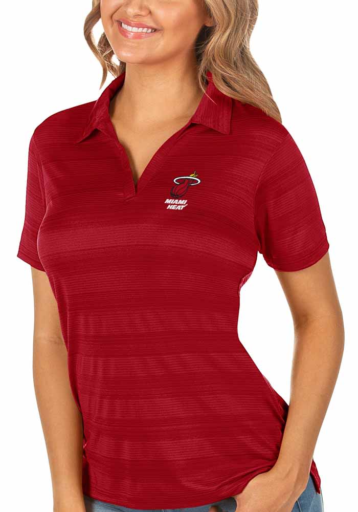 Antigua Miami Heat Womens Red Compass Short Sleeve Polo Shirt