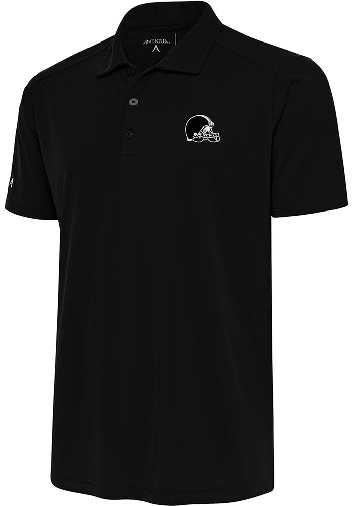 Antigua Cleveland Browns Mens Black Metallic Logo Apex Short Sleeve Polo