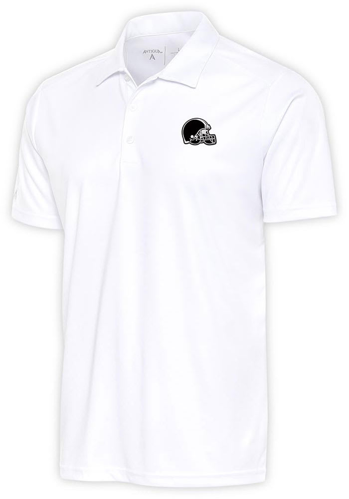 Antigua Cleveland Browns Mens White Metallic Logo Apex Short Sleeve Polo