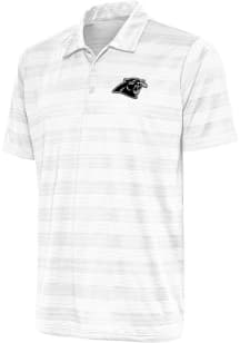 Antigua Carolina Panthers Mens White Metallic Logo Compass Short Sleeve Polo