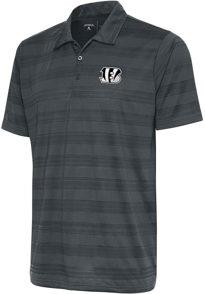 Antigua Cincinnati Bengals Mens Black Metallic Logo Compass Short Sleeve Polo