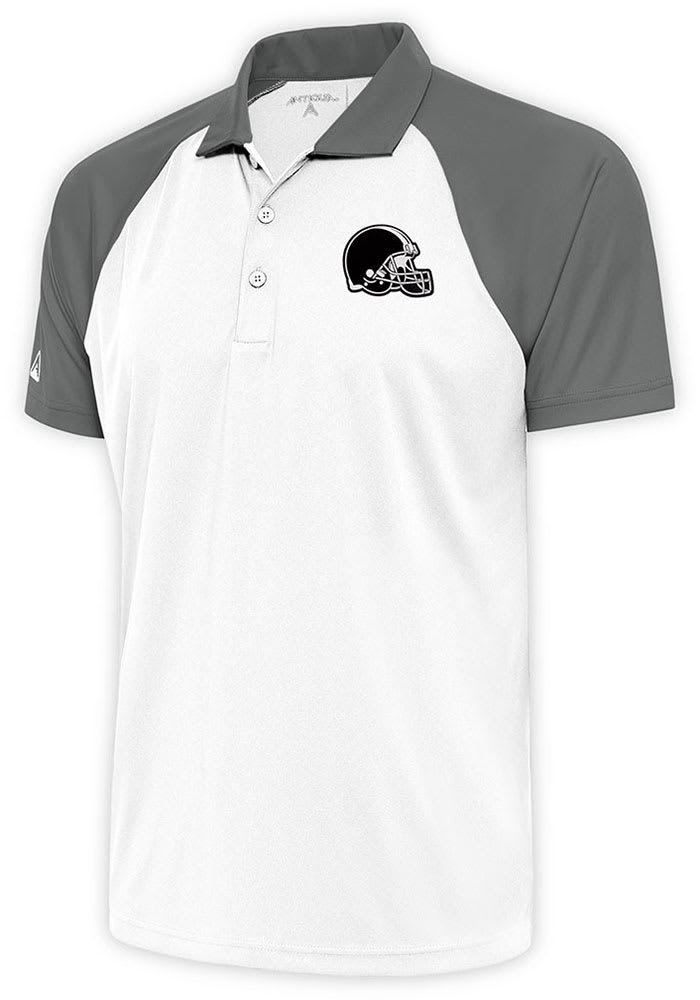 Antigua Cleveland Browns Mens White Metallic Logo Nova Short Sleeve Polo