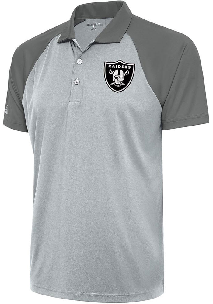 Las Vegas Raiders Antigua Metallic Logo Compass Polo - White