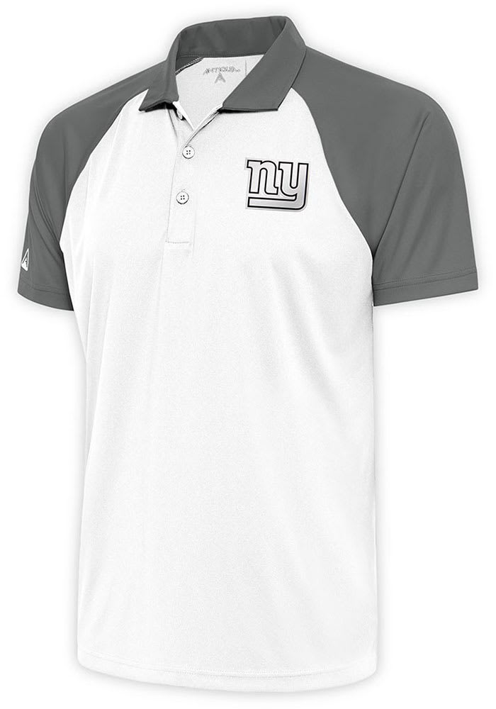 Antigua New York Giants Mens White Metallic Logo Nova Short Sleeve Polo