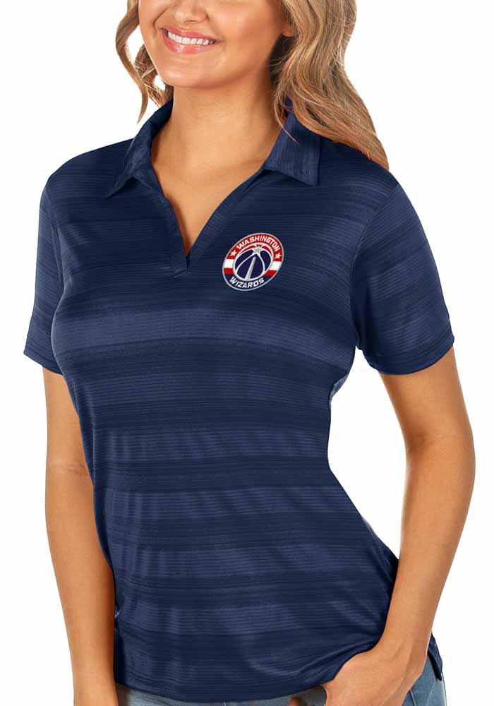Antigua Washington Wizards Womens Navy Blue Compass Short Sleeve Polo Shirt