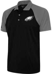 Antigua Philadelphia Eagles Mens Black Metallic Logo Nova Short Sleeve Polo