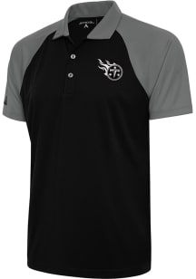 Antigua Tennessee Titans Mens Black Metallic Logo Nova Short Sleeve Polo