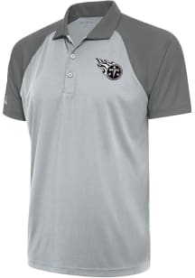 Antigua Tennessee Titans Mens Silver Metallic Logo Nova Short Sleeve Polo