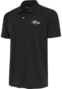 Antigua Baltimore Ravens Mens Grey Metallic Logo Tribute Short Sleeve Polo