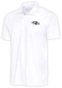 Antigua Baltimore Ravens Mens White Metallic Logo Tribute Short Sleeve Polo
