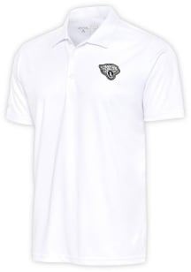 Antigua Jacksonville Jaguars Mens White Metallic Logo Tribute Short Sleeve Polo