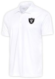 Antigua Las Vegas Raiders Mens White Metallic Logo Tribute Short Sleeve Polo