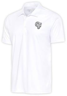Antigua Los Angeles Rams Mens White Metallic Logo Tribute Short Sleeve Polo