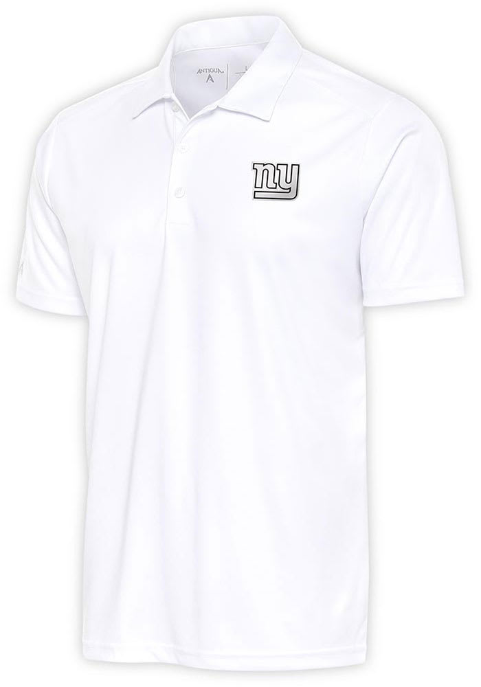 Antigua New York Giants Mens White Metallic Logo Tribute Short Sleeve Polo
