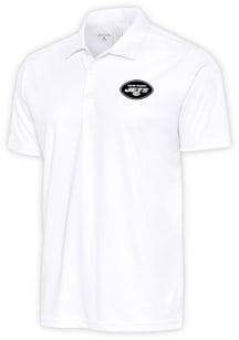 Antigua New York Jets Mens White Metallic Logo Tribute Short Sleeve Polo