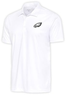 Antigua Philadelphia Eagles Mens White Metallic Logo Tribute Short Sleeve Polo