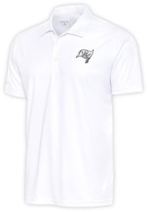 Antigua Tampa Bay Buccaneers Mens White Metallic Logo Tribute Short Sleeve Polo