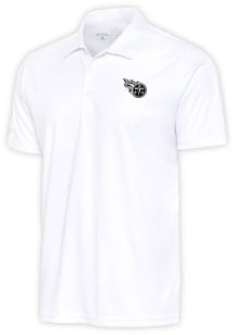 Antigua Tennessee Titans Mens White Metallic Logo Tribute Short Sleeve Polo