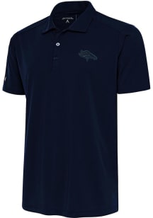 Antigua Denver Broncos Mens Navy Blue Tonal Logo Tribute Short Sleeve Polo