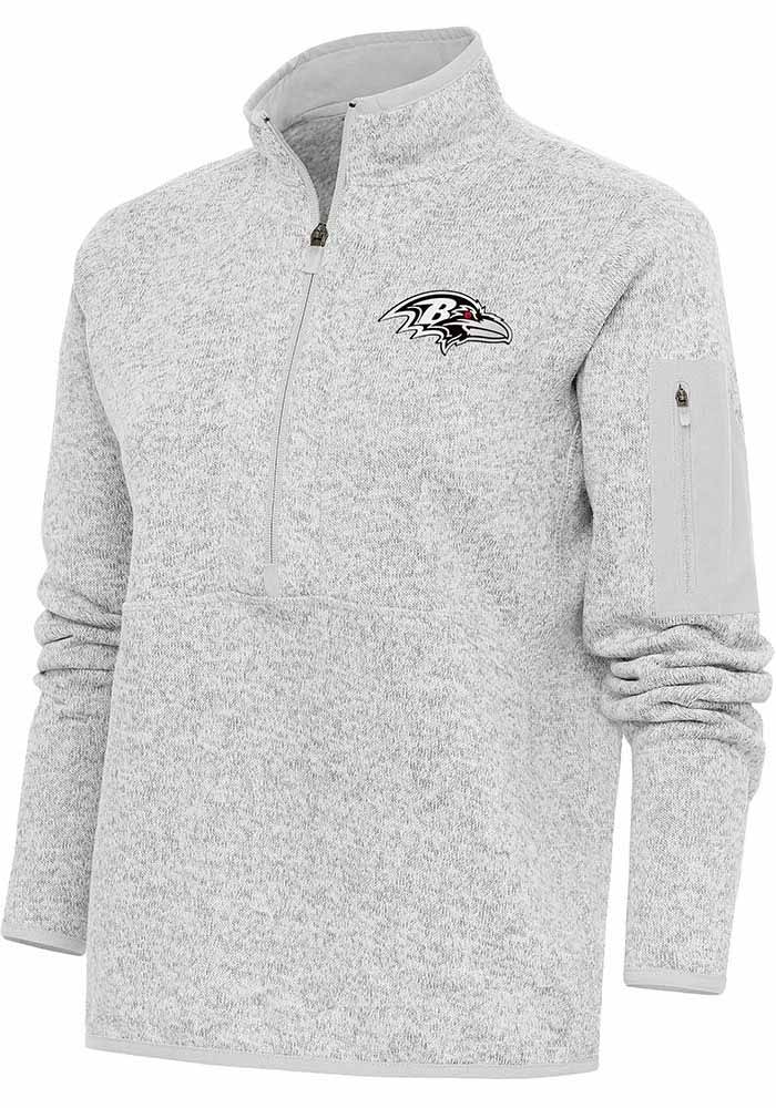 Baltimore Ravens Antigua Action Quarter-Zip Pullover Sweatshirt - Oatmeal