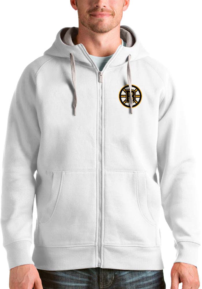 Antigua Boston Bruins White Victory Full Long Sleeve Full Zip Jacket, White, 52% Cot / 48% Poly, Size L, Rally House