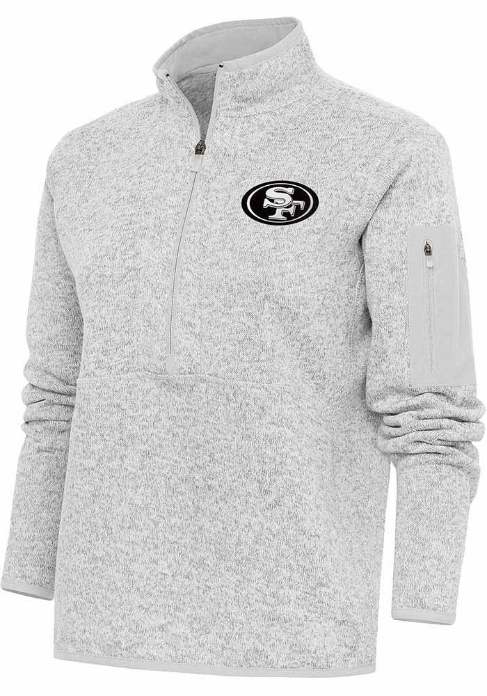 Antigua San Francisco 49ers Women's Black Tonal Logo Tribute 1/4 Zip Pullover, Black, 100% POLYESTER, Size S, Rally House