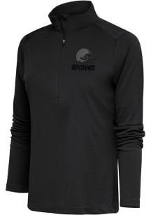 Antigua Cleveland Browns Womens Grey Tonal Logo Tribute 1/4 Zip Pullover