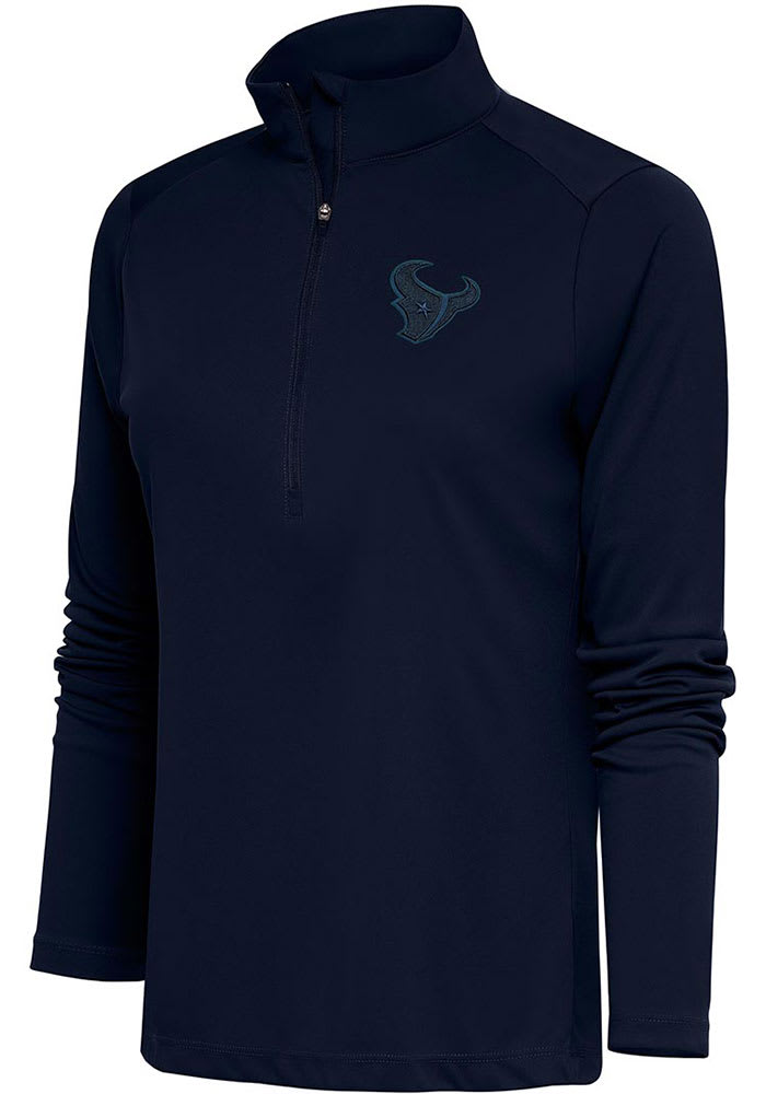 Antigua Houston Texans Womens Navy Blue Tonal Logo Tribute 1/4 Zip Pullover