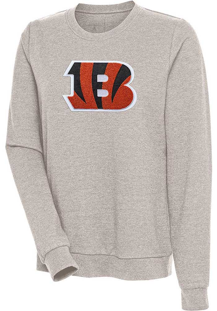 Women's Antigua White Cincinnati Bengals Victory Crewneck Chenille