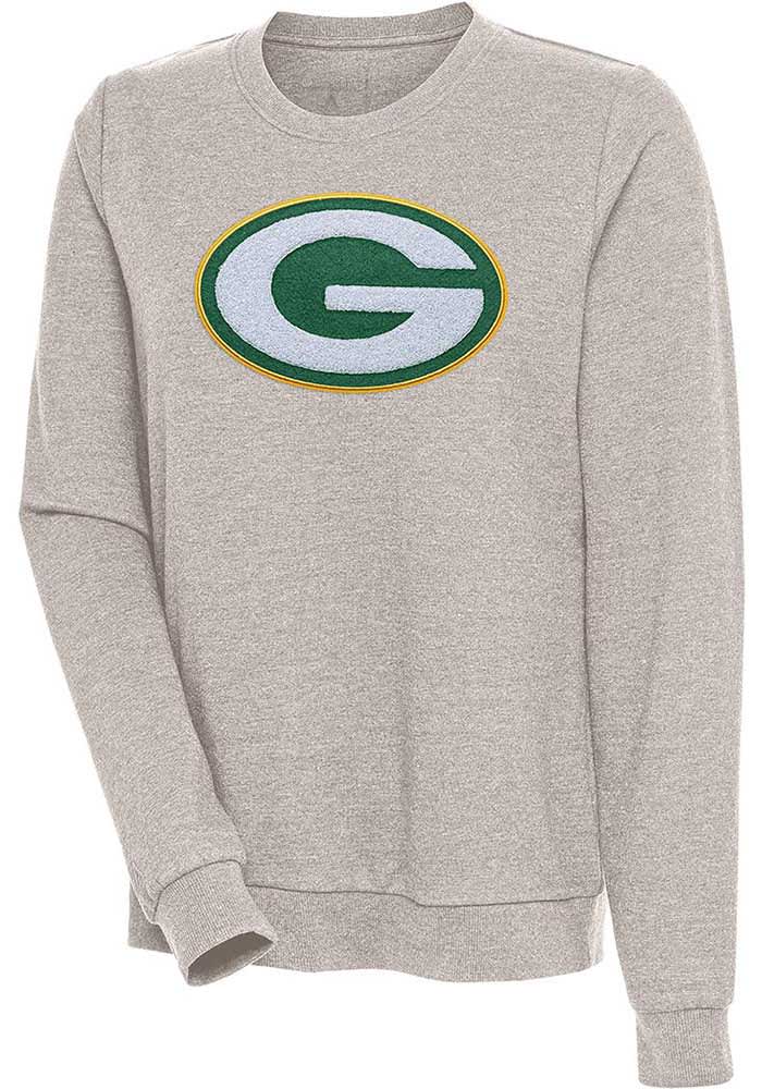 Women's Antigua Green Bay Packers Victory Chenille Pullover Sweatshirt Size: Medium