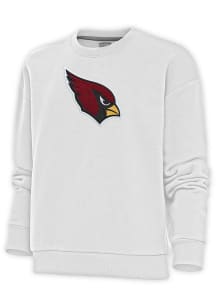 Antigua Arizona Cardinals Womens White Chenille Logo Victory Crew Sweatshirt