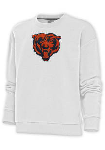 Antigua Chicago Bears Womens White Chenille Logo Victory Crew Sweatshirt