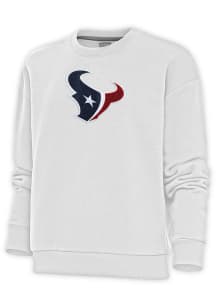 Antigua Houston Texans Womens White Chenille Logo Victory Crew Sweatshirt