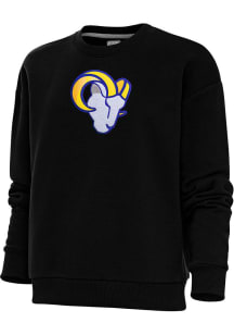 Antigua Los Angeles Rams Womens Black Chenille Logo Victory Crew Sweatshirt